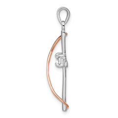 Sophia Jewelers Sterling Silver Two-Tone CZ Cross Pendant with Rose-Tone Accent