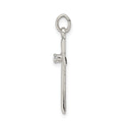 Sterling Silver 925 Polished CZ Cross Pendant with Platinum Finish