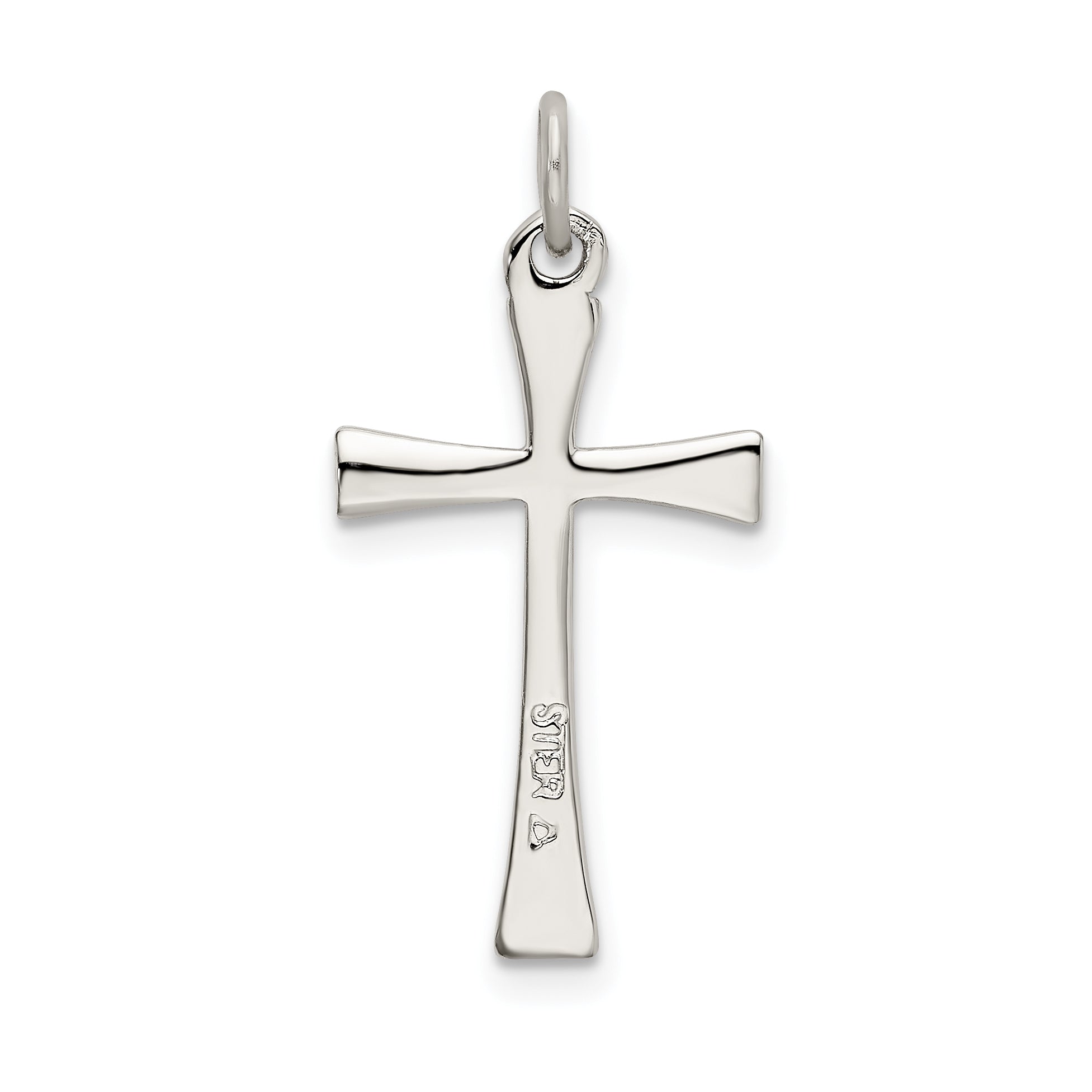 Sterling Silver 925 Polished CZ Cross Pendant with Platinum Finish