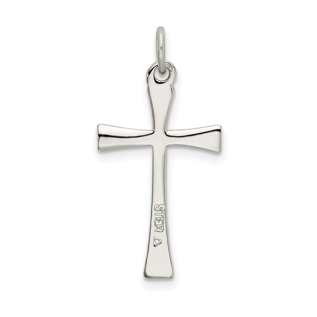 Sterling Silver 925 Polished CZ Cross Pendant with Platinum Finish
