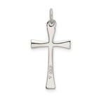 Sterling Silver 925 Polished CZ Cross Pendant with Platinum Finish
