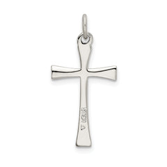 Sterling Silver 925 Polished CZ Cross Pendant with Platinum Finish