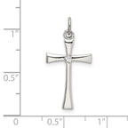 Sterling Silver 925 Polished CZ Cross Pendant with Platinum Finish
