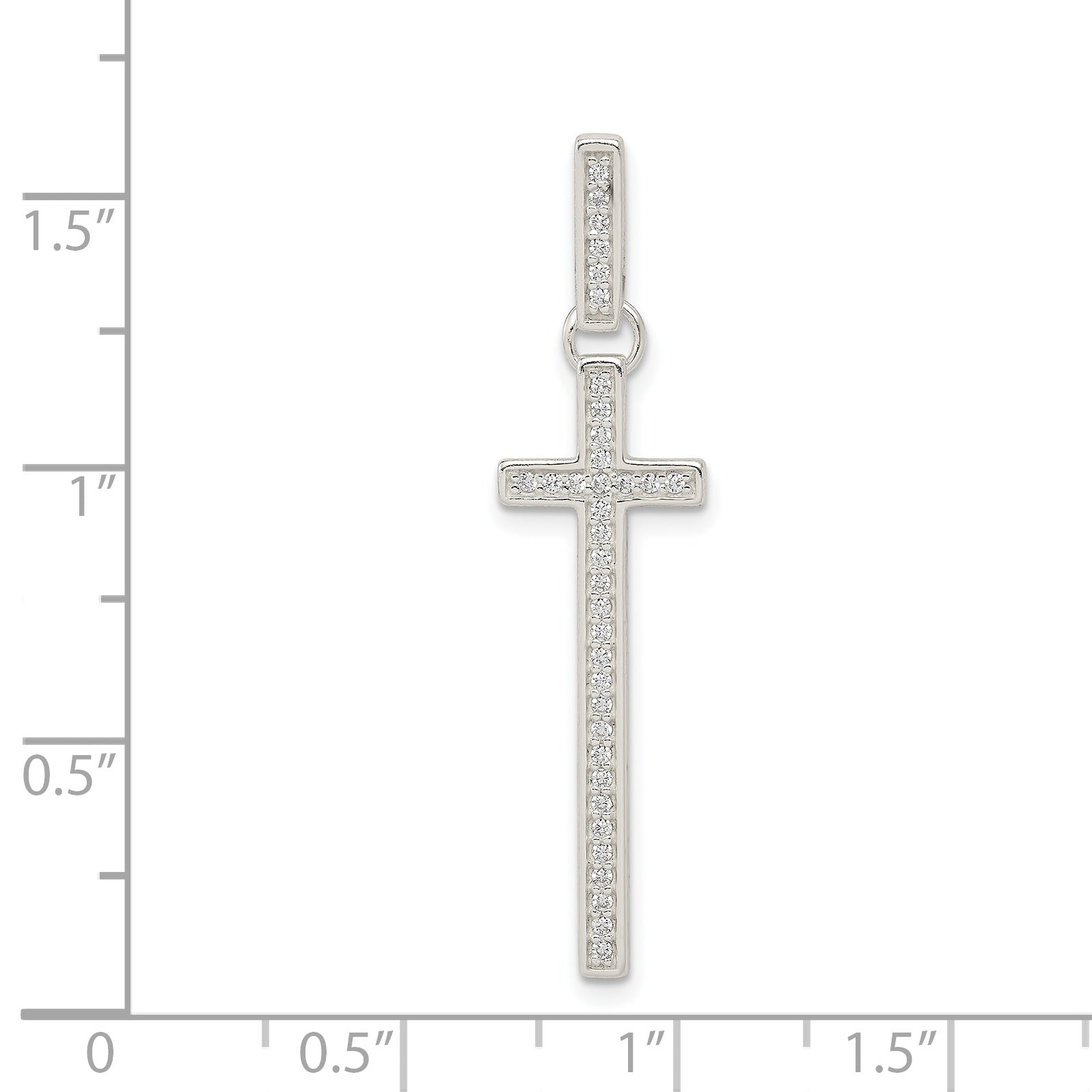 Sophia Jewelers 925 Sterling Silver CZ Cross Pendant Polished Elegance
