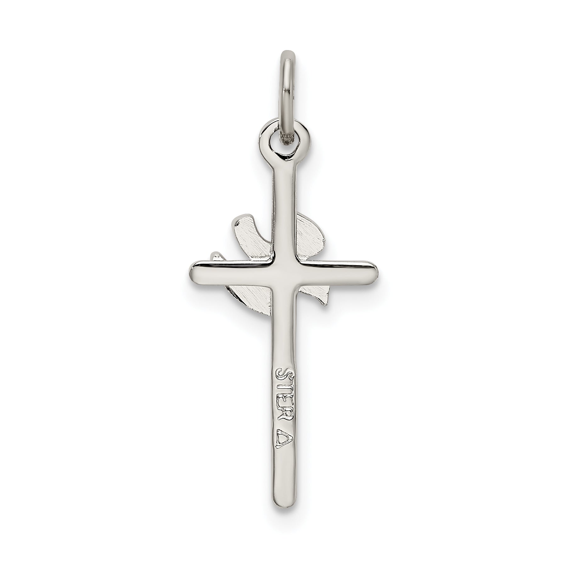 Sterling Silver 925 Dove Cross Pendant with Satin Finish