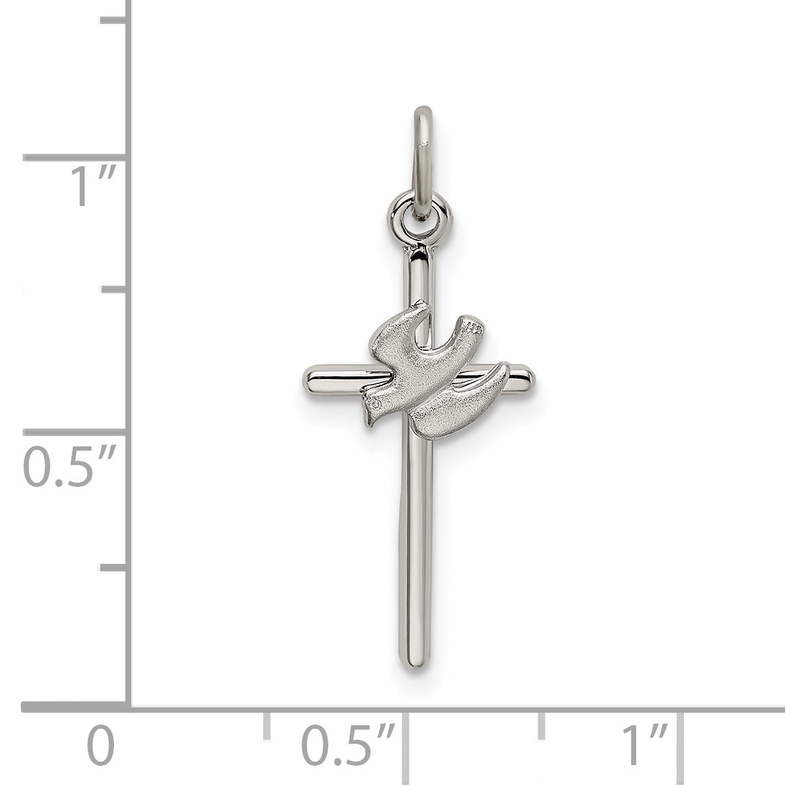 Sterling Silver 925 Dove Cross Pendant with Satin Finish