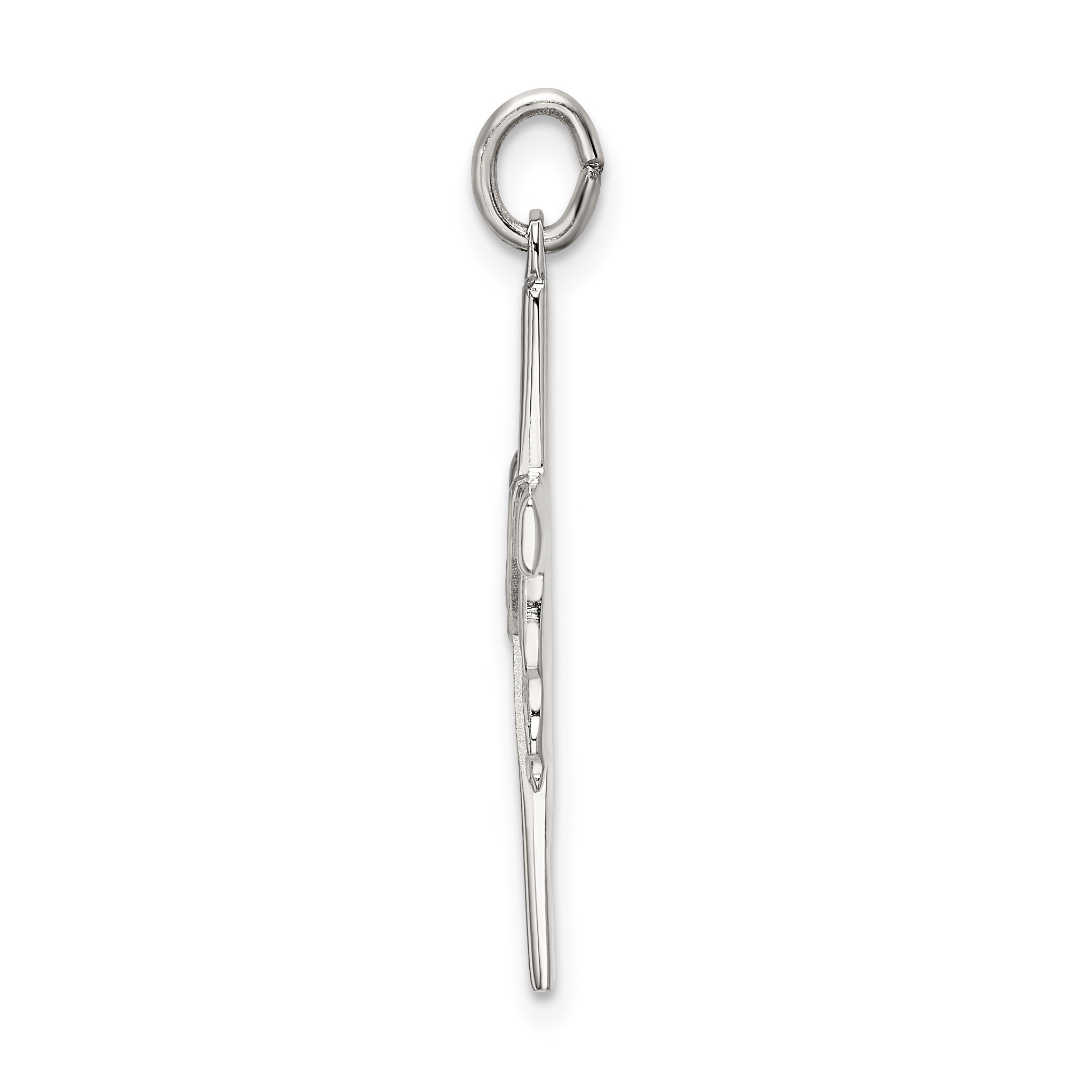 Sterling Silver 925 Draped Cross Pendant with Polished Satin Finish