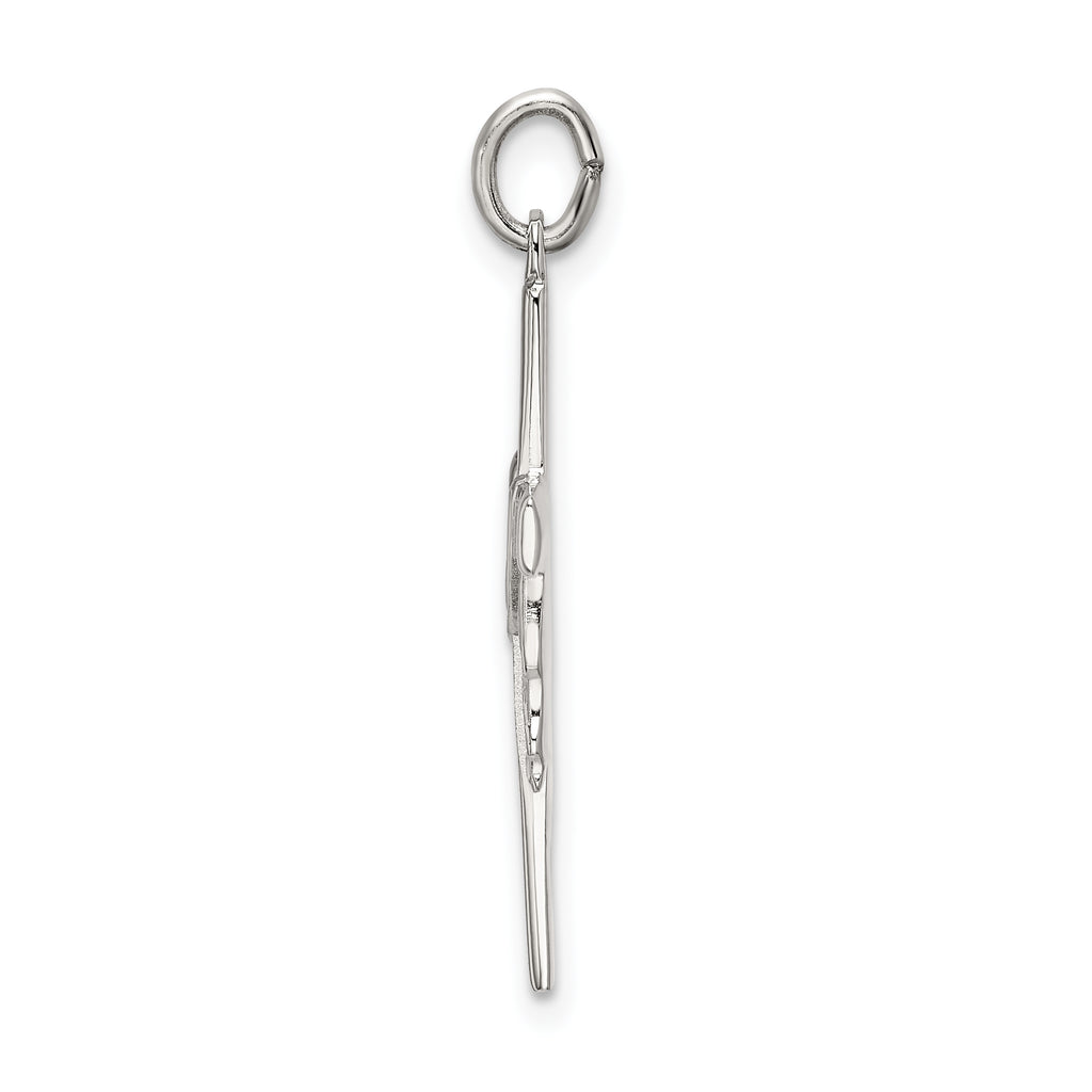 Sterling Silver 925 Draped Cross Pendant with Polished Satin Finish