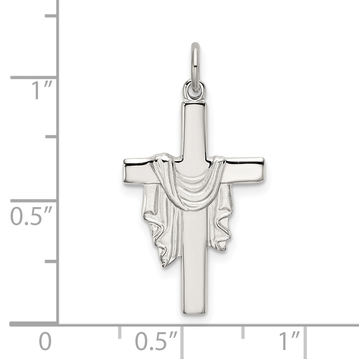 Sterling Silver 925 Draped Cross Pendant with Polished Satin Finish