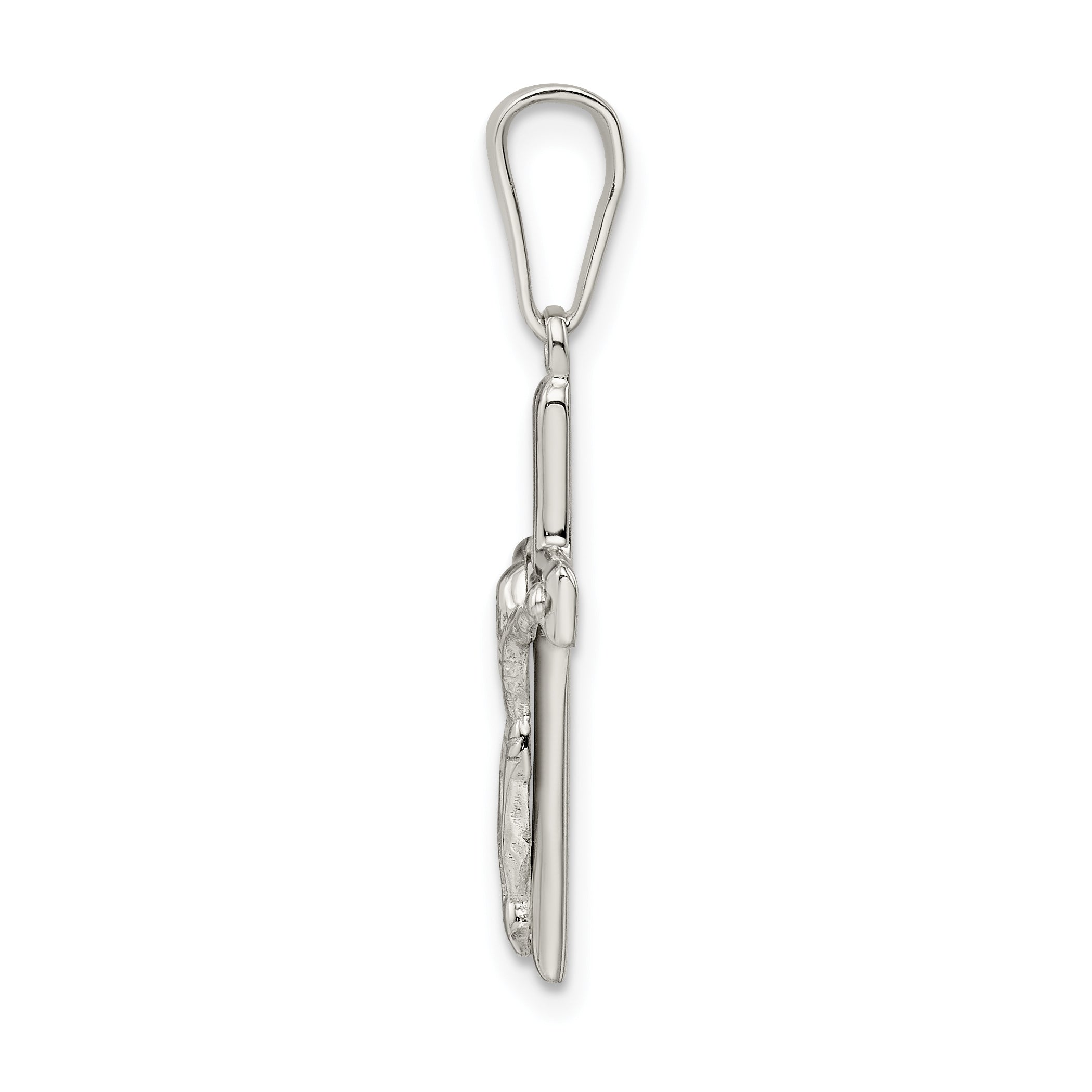 Sterling Silver 925 Polished Crucifix Pendant with 3D Design