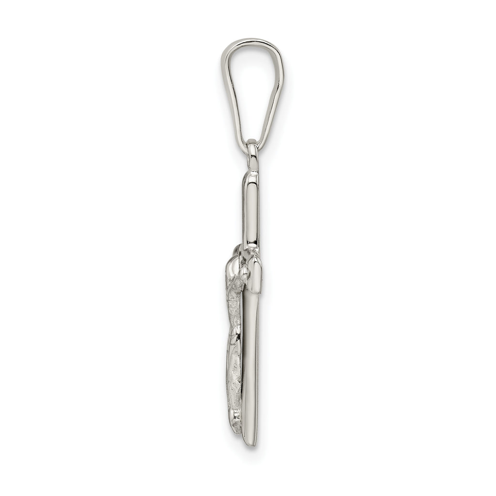 Sterling Silver 925 Polished Crucifix Pendant with 3D Design