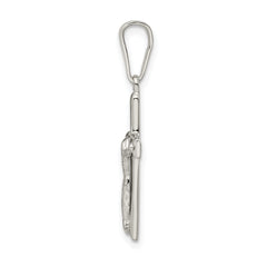 Sterling Silver 925 Polished Crucifix Pendant with 3D Design