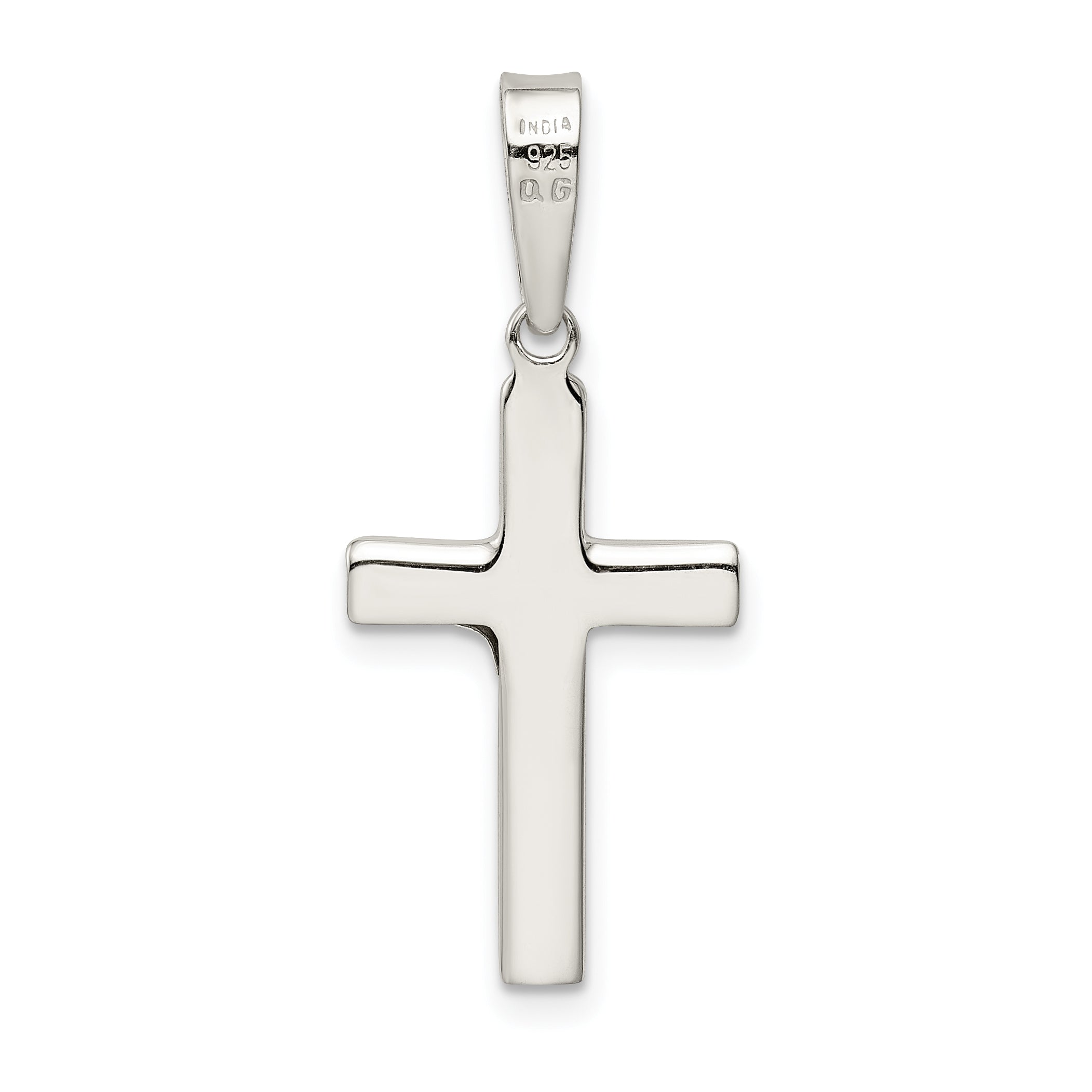 Sterling Silver 925 Polished Crucifix Pendant with 3D Design