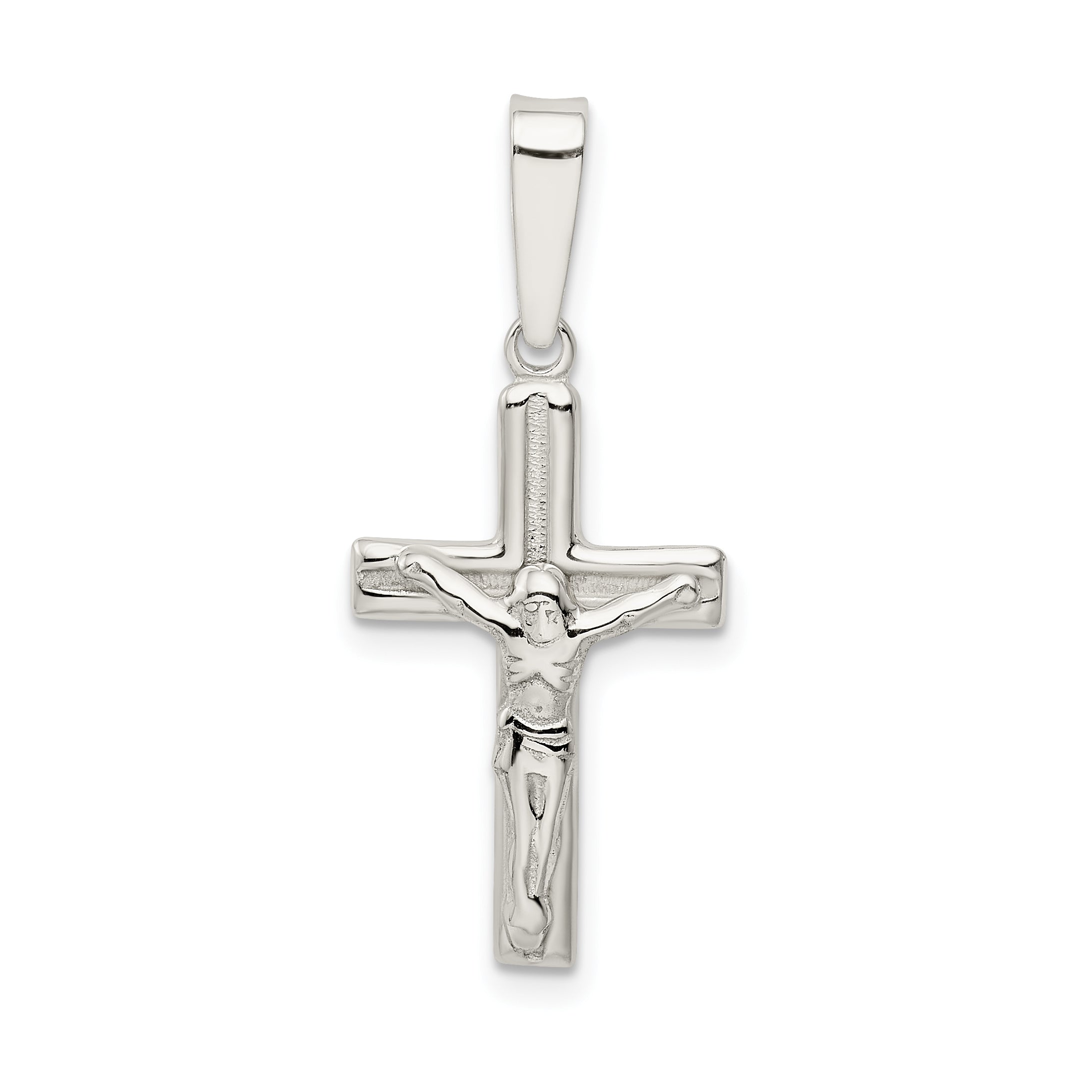 Sterling Silver Polished & textured Crucifix Pendant Main image