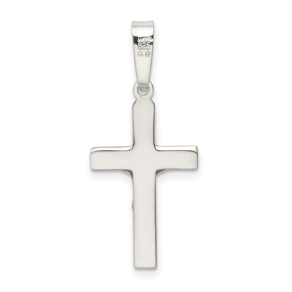 Sterling Silver 925 Crucifix Pendant with Polished Textured Finish