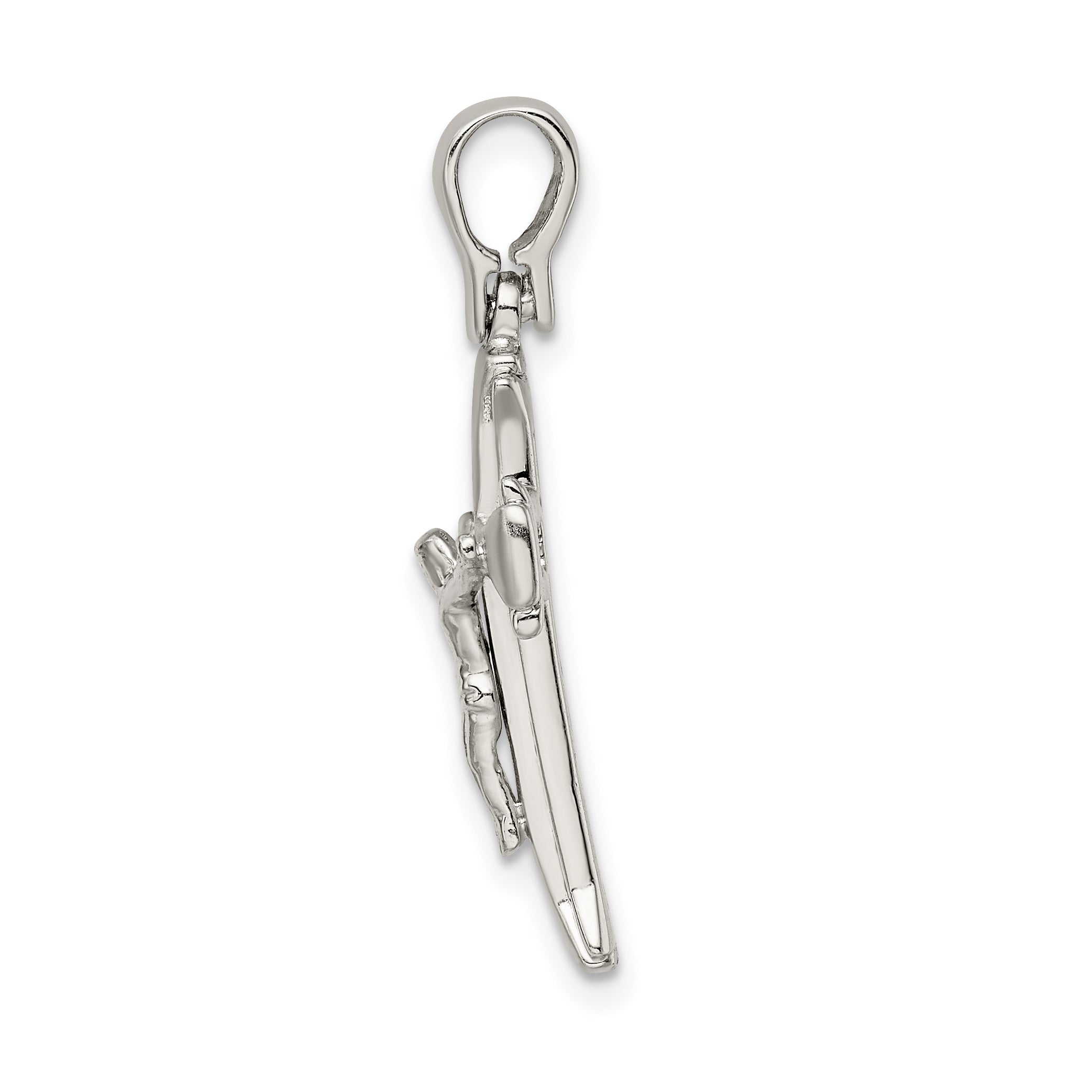 Sterling Silver 3D Crucifix Pendant with Satin Polished Rhodium Finish Secondary image