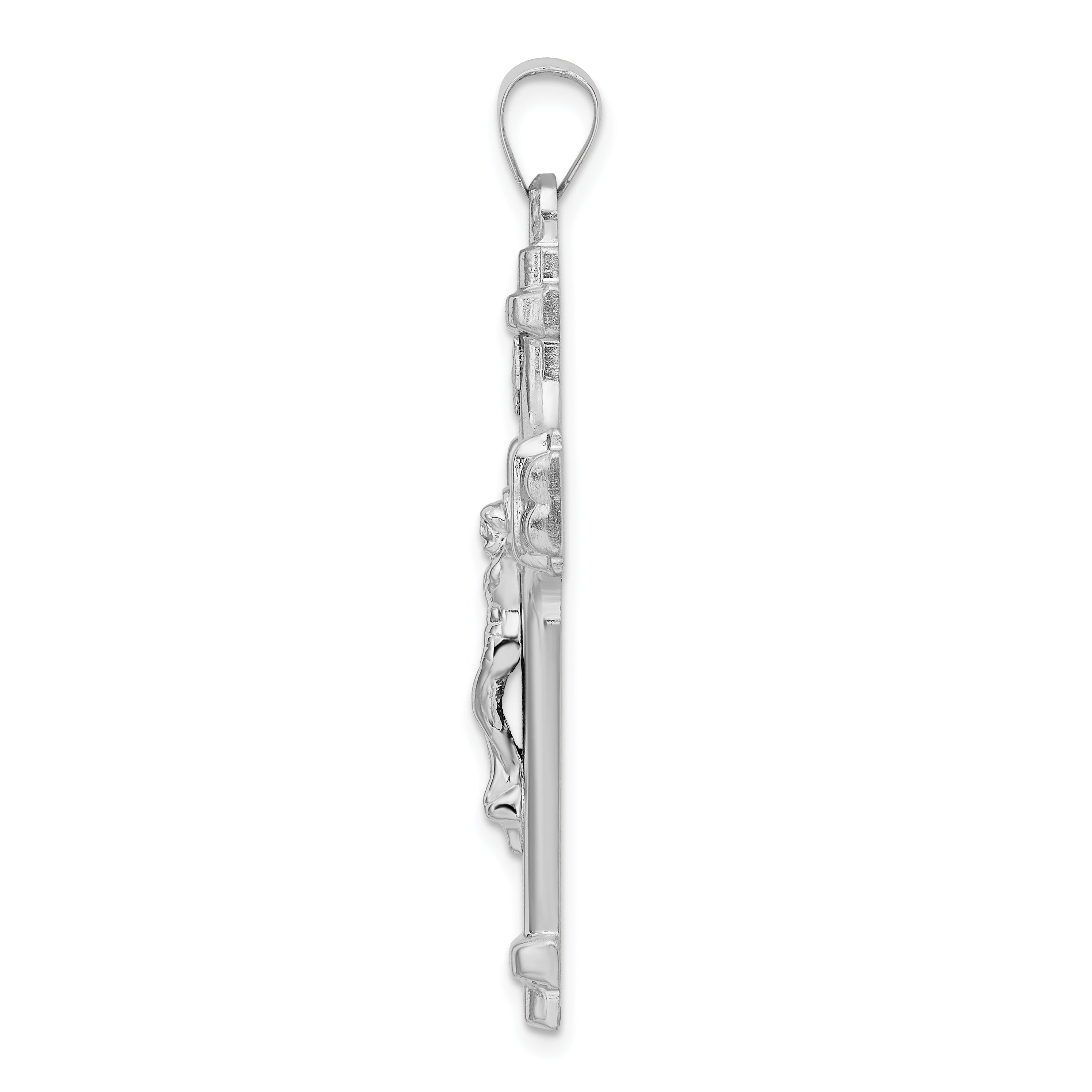 Sterling Silver 925 INRI Crucifix Pendant with Rhodium Polish Secondary image