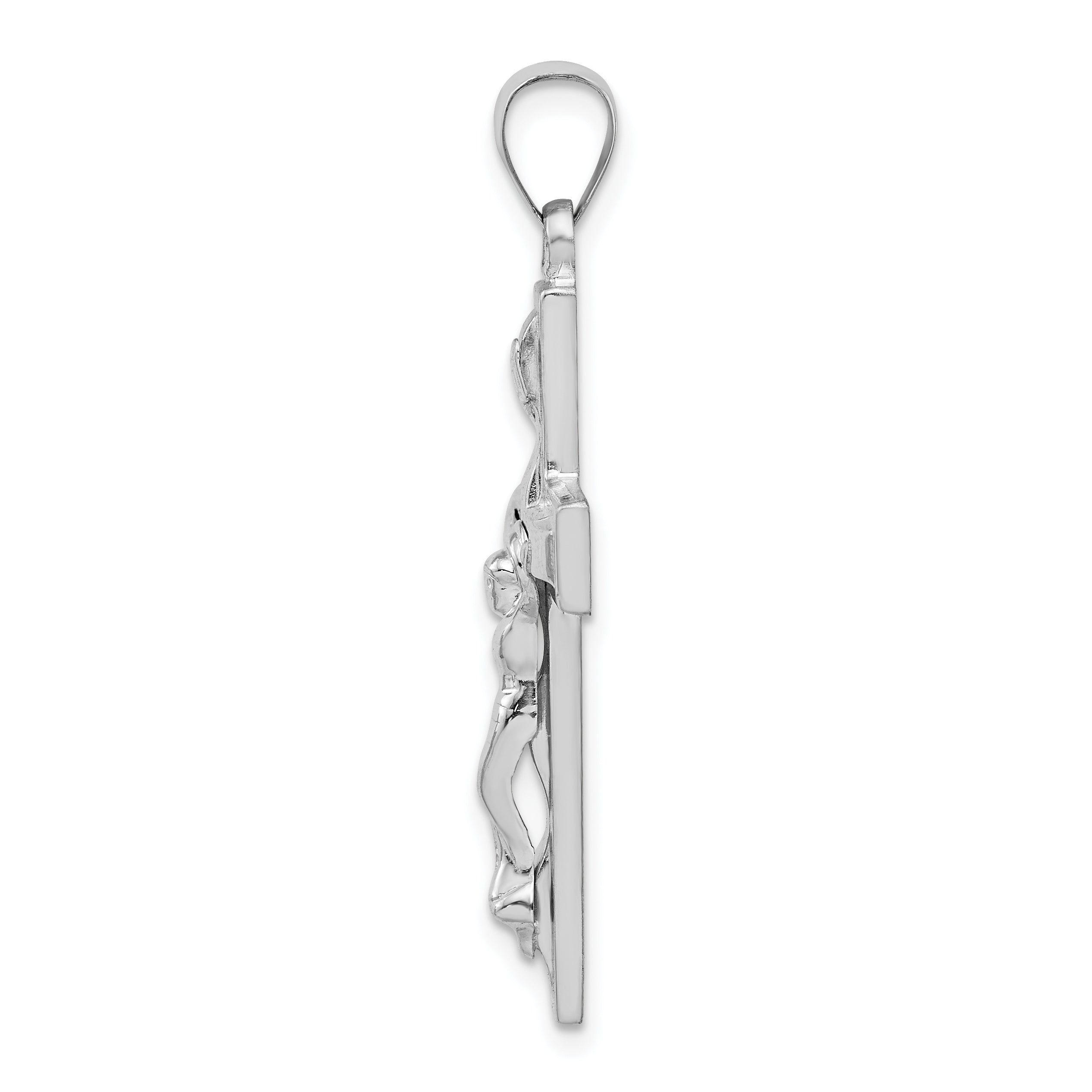 Sterling Silver 925 INRI Crucifix Pendant with Rhodium Polish Finish Secondary image