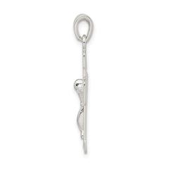 Sterling Silver 925 Crucifix Pendant with 3D Textured Design