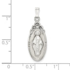 Sterling Silver 925 Miraculous Medal Pendant with Crystals Polished Finish