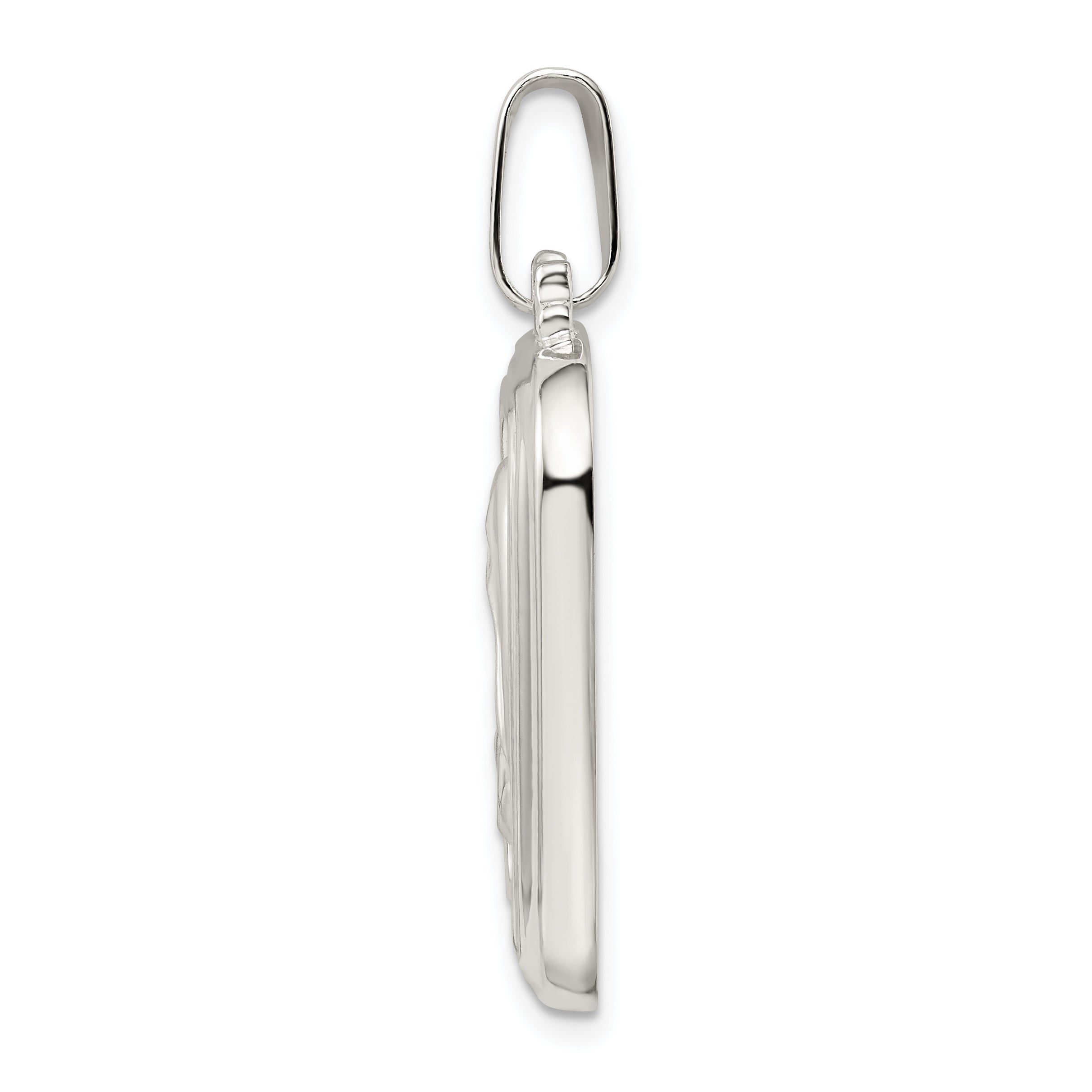 Sterling Silver 925 Hail Mary Reversible Pendant with Polished Satin Finish