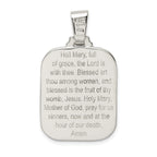 Sterling Silver 925 Hail Mary Reversible Pendant with Polished Satin Finish