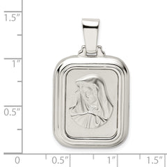 Sterling Silver 925 Hail Mary Reversible Pendant with Polished Satin Finish