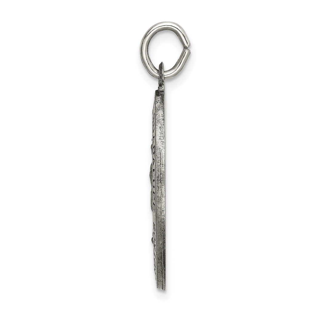 Sterling Silver 925 Antiqued Guadalupe Pendant with Satin Finish