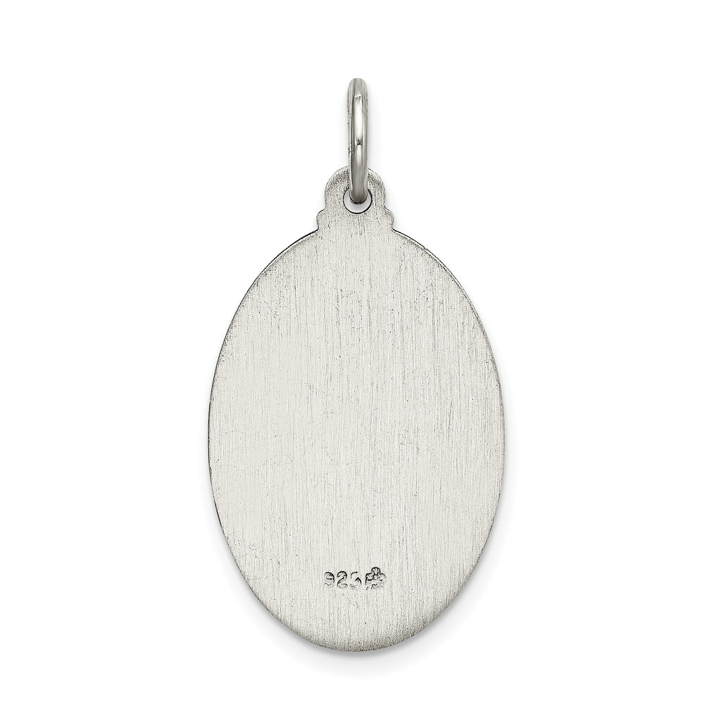 Sterling Silver 925 Antiqued Guadalupe Pendant with Satin Finish
