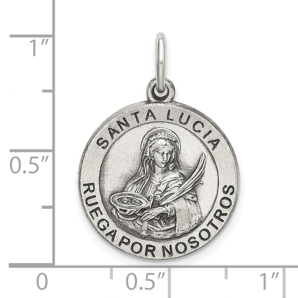 Antiqued Sterling Silver St. Lucy Pendant with Satin Finish