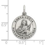 Antiqued Sterling Silver St. Lucy Pendant with Satin Finish
