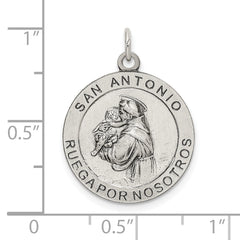 Sterling Silver Spanish St. Anthony Pendant with Antiqued Satin Finish