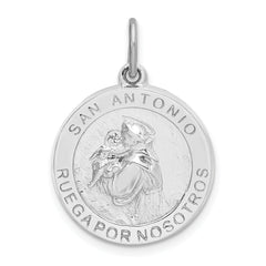 Sterling Silver Rhodium-plated Spanish St. Anthony Medal Pendant