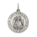 Sterling Silver Satin Antiqued Spanish St. Gabriel Medal Pendant