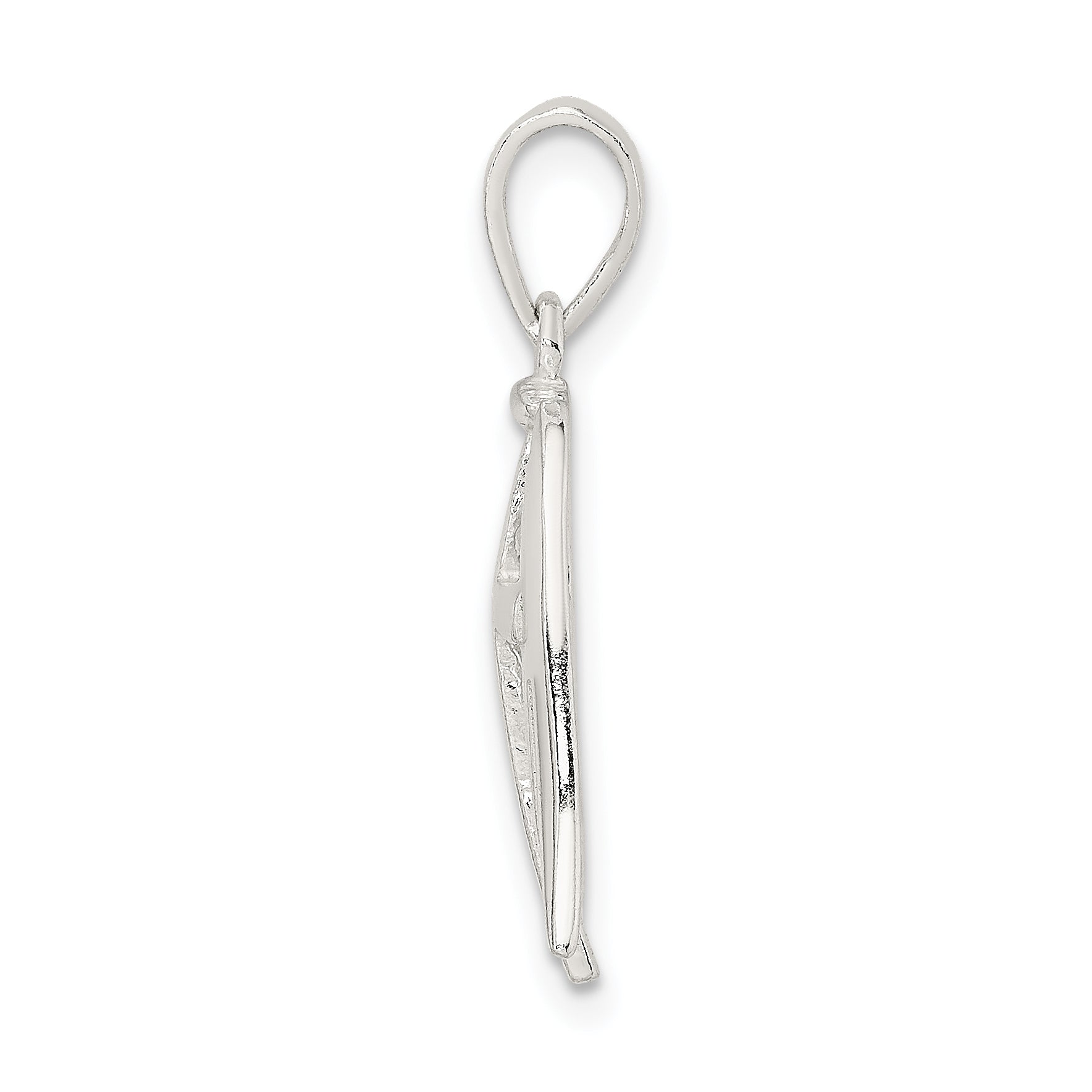 Sterling Silver 925 Men's Pendant with Polished Wings and Cross Design