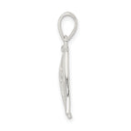 Sterling Silver 925 Men's Pendant with Polished Wings and Cross Design