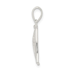 Sterling Silver 925 Men's Pendant with Polished Wings and Cross Design