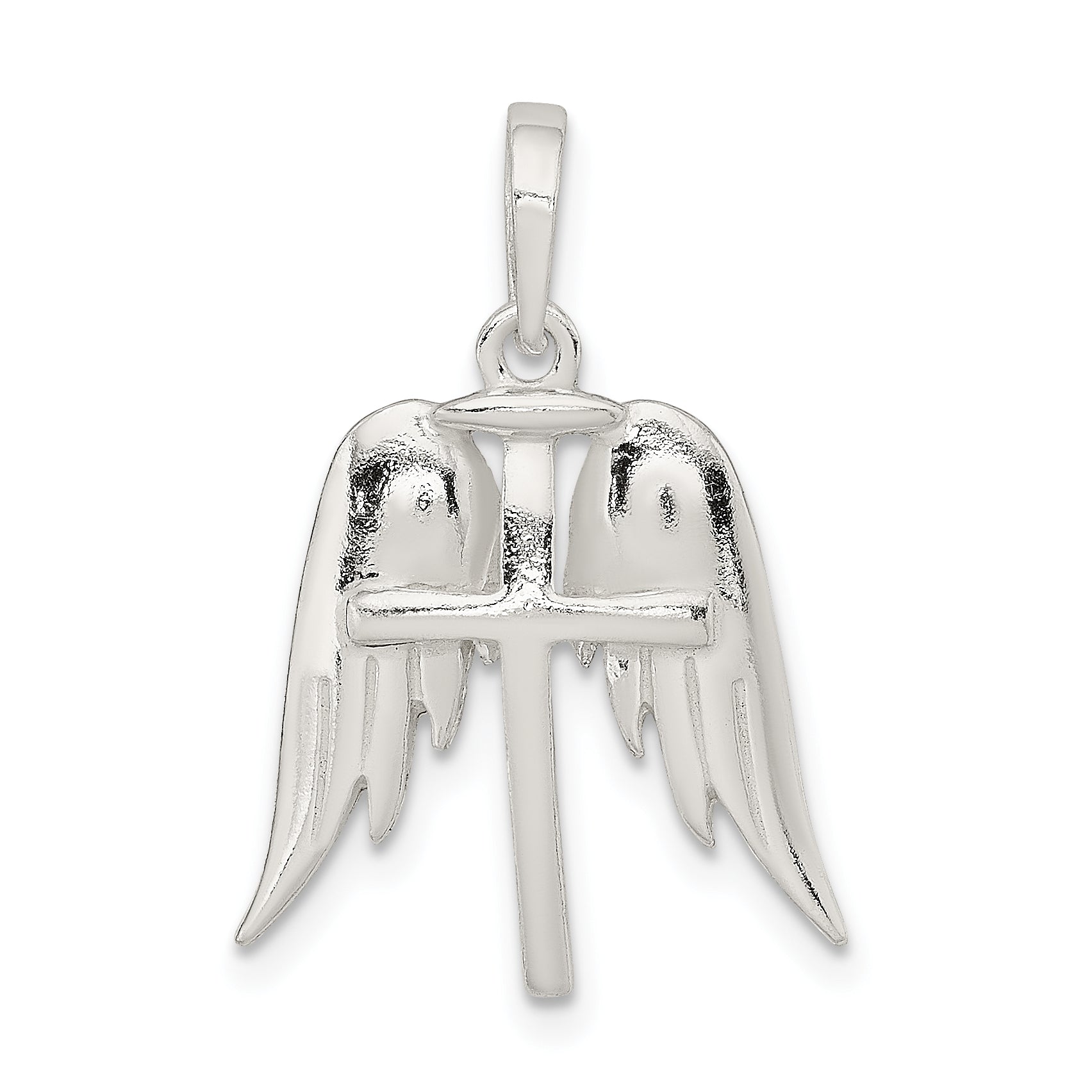 Sterling Silver Polished Wings And Cross Pendant Main image