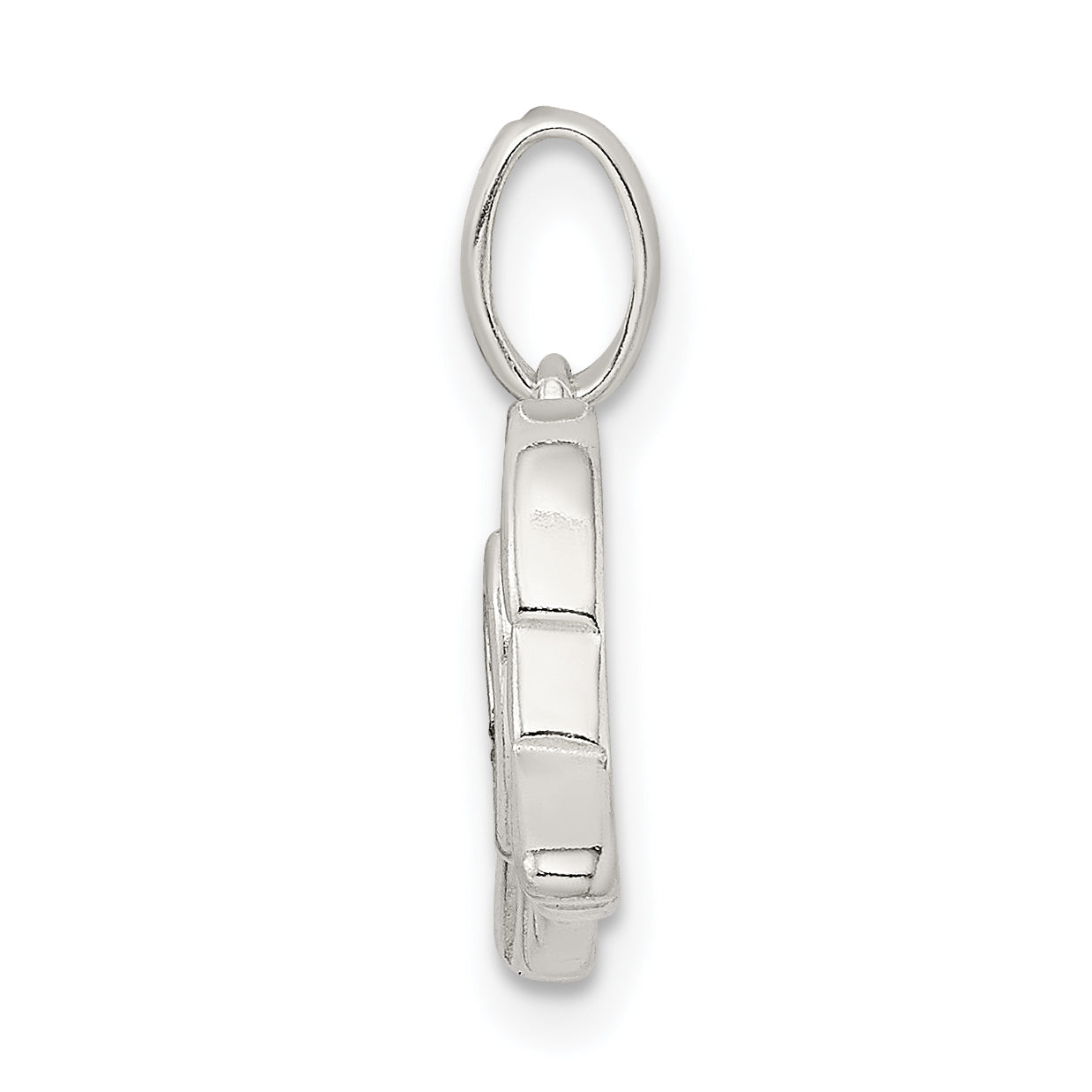 Sterling Silver Heart Wings Pendant with Polished Enamel Finish