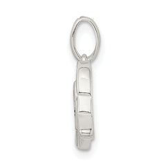 Sterling Silver Heart Wings Pendant with Polished Enamel Finish