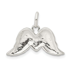 Sterling Silver Heart Wings Pendant with Polished Enamel Finish