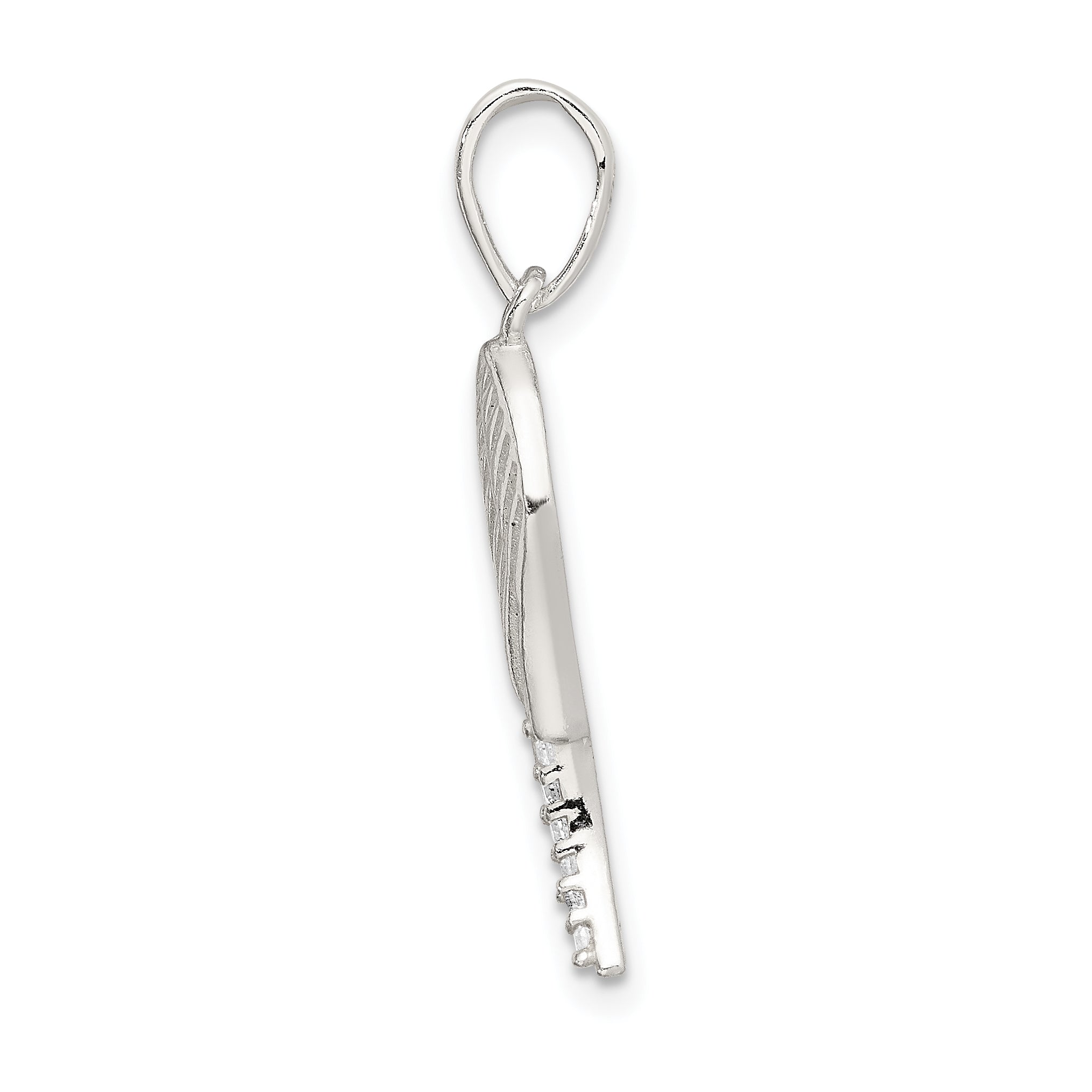 Sophia Jewelers Men's Sterling Silver Wing Pendant with CZ Polished Finish