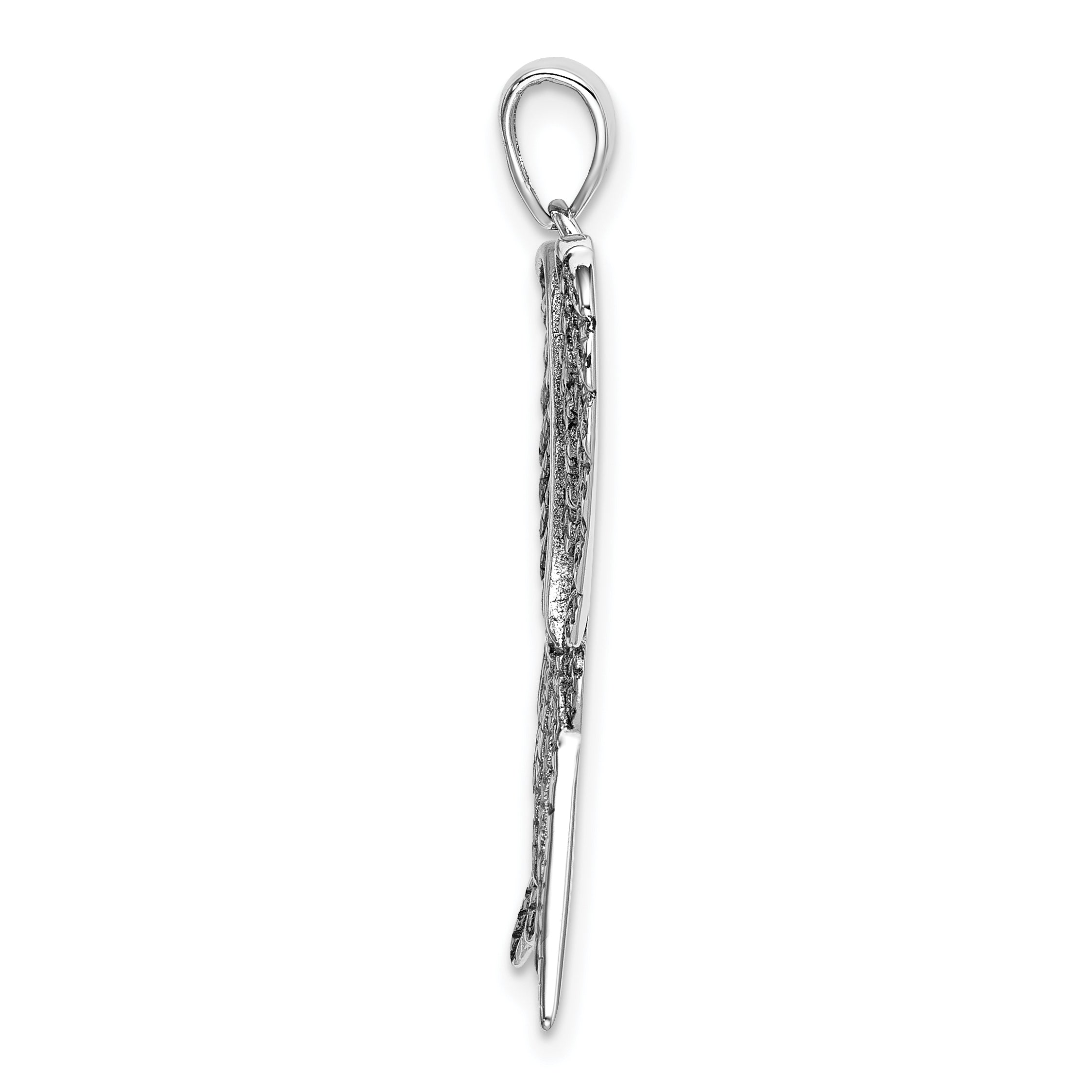 Men's Sterling Silver Rhodium Angel Wing Pendant in Antiqued Finish Secondary image