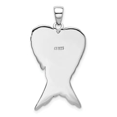 Men's Sterling Silver Rhodium Angel Wing Pendant in Antiqued Finish