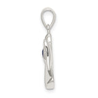 Sophia Jewelers Sterling Silver Angel Pendant with Blue CZ Heart