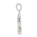 Sterling Silver 925 Angel Pendant with Light Blue Heart CZ