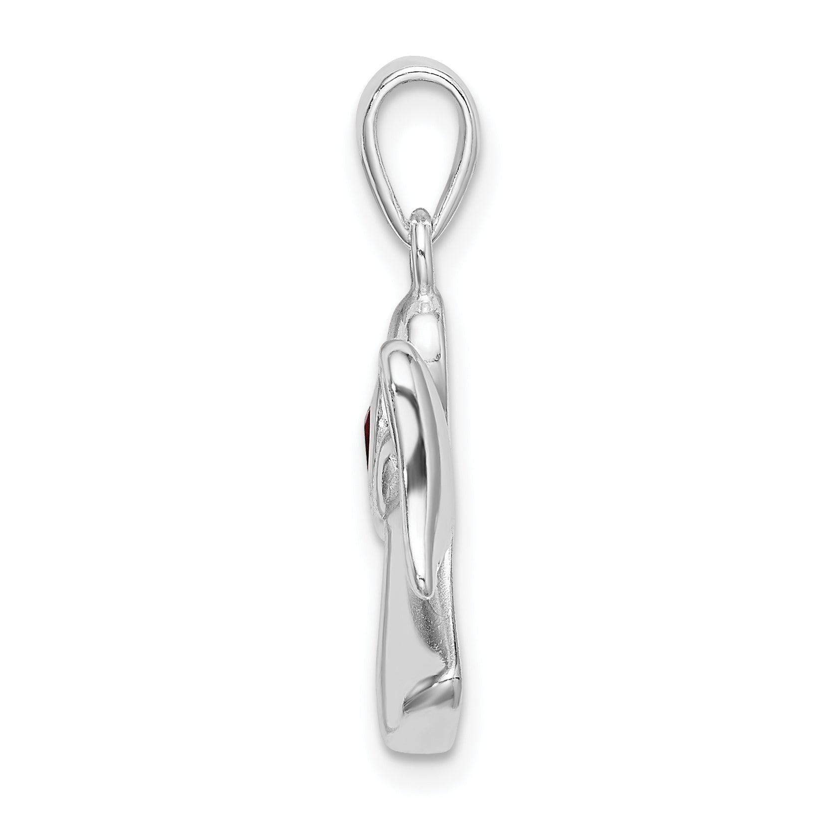 Sterling Silver 925 Angel Pendant with Red CZ Heart, Polished Finish Secondary image