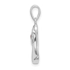 Sterling Silver 925 Angel Pendant with Red CZ Heart, Polished Finish