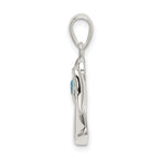 Sterling Silver Angel Pendant with Blue CZ Heart Polished Finish
