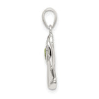 Sterling Silver 925 Angel Pendant with Light Green Heart CZ